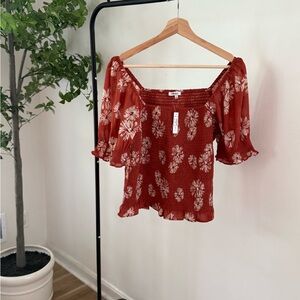 Madewell Floral Smocked Blouse